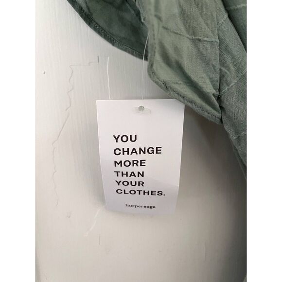 NWT HarperSage Harper Terra Jumpsuit Green Flutter Sleeve Tie Waist Size Large - Picture 10 of 14